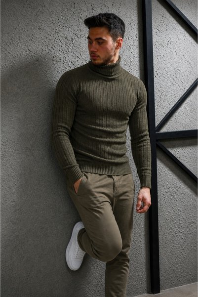 EMKA GİYİM Men's Slimfit Turtleneck High Neck Sweater