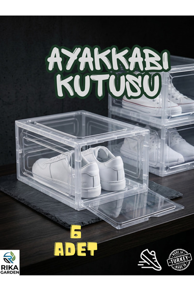 Rika Garden Şeffaf Ayakkabı Kutusu 6'lı Set - Çok Amaçlı Düzenleyici