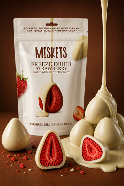 Miskets Beyaz Çikolata Kaplamalı Çilek 80 gr