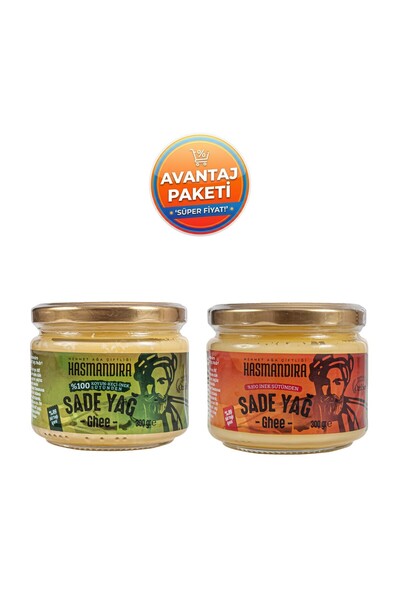 Hasmandıra Sade Yağ Ghee Tadım Seti - Koyun Keçi İnek 300g + İnek Kreması 300...