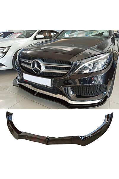 beyaztuning Mercedes W205 Ön Tampon Altı Lip Plastik Kulaklı Parlak Siyah