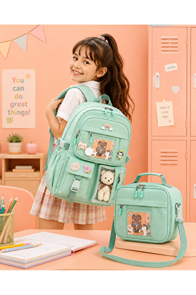 MARiE Tokyo Korean Figured 2-Piece Children's School Bag Set – Backpack and L...