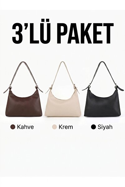 MYSTOBAG Pack of 3 Brown, Cream, Black Women's Single Handle Adjustable Strap...