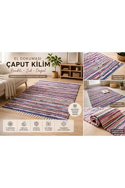 KUSTULLİ El Dokuması Multi Çaput Kilim K0591