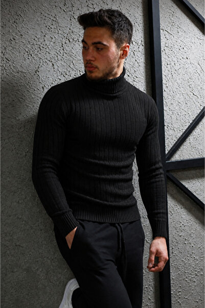 EMKA GİYİM Men's Slim Fit Turtleneck High-Neck Knitwear Sweater