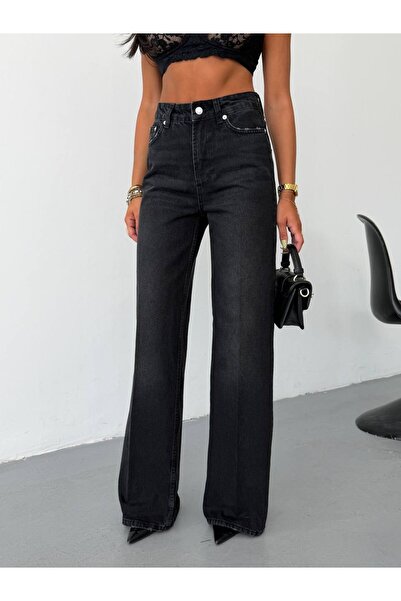 HerTon Women's High Waist Ironed Wide Leg Jean Pants Straight Cut Denim