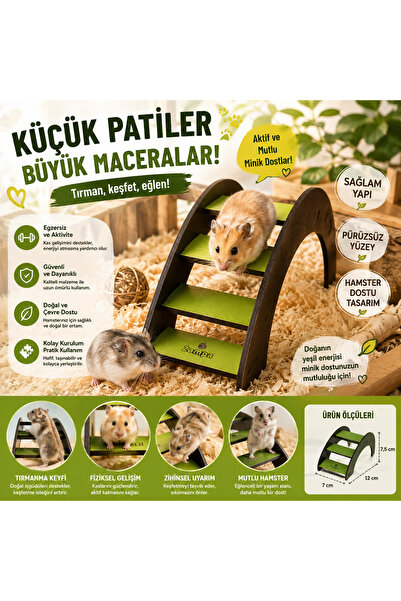 Zampa Evcil Hayvan Hamster Merdiven Oyuncak 14x7x7 cm ( Sarı )