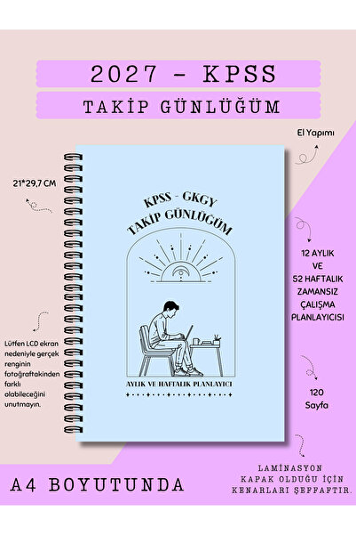 Else Craft 2027 KPSS Sınav Takip Günlüğüm - A4 BOYUTUNDA - MAVİ - Aylık - Haf...