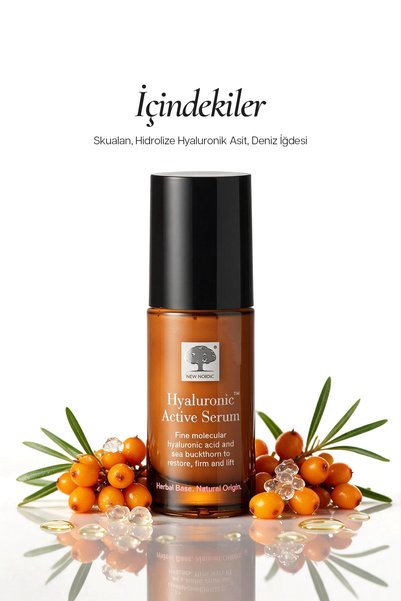New Nordic Hyaluronic Active Serum Moisturizing and Firming Facial Serum with Hyaluronic Acid and Sea Buckthorn Extract 30 ml