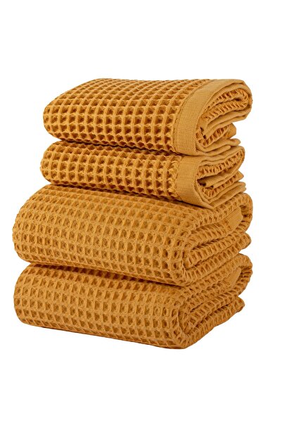Püskül Tekstil Luxury 4-Piece Waffle Weave Towel Set (2 Bath + 2 Hand), 100% ...