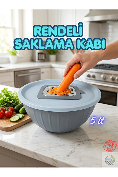 Rika Garden Kapaklı Hazneli Rende 5 Lt - 2. ÜRÜN HEDİYE !! Mavi -Kahverengi