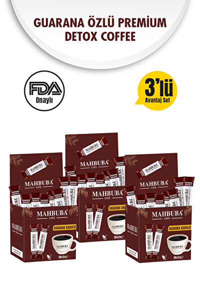 Mahbuba Guarana Özlü Premium Kahve Gün Boyu Enerji 3x60gr ( 3 Aylık 90 Kullan...
