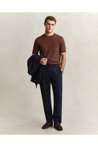 Gant Erkek Lacivert Regular Fit Çizgili Pantolon