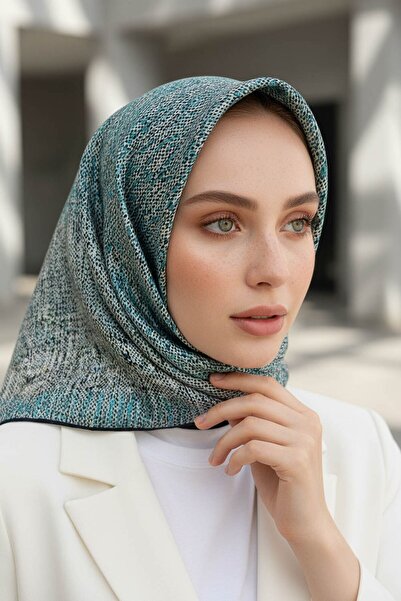 Vissona 100% Twill Silk Textured Pattern Mint Green - Water Green Color 90X90...