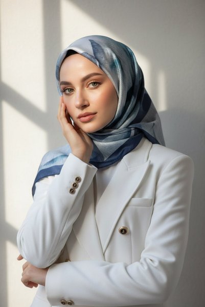 Vissona %100 Twill İpek Yaprak Desenli İndigo - Petrol Yeşili Renkli 90x90 Eşarp Dikim Şekli : El Dikişi