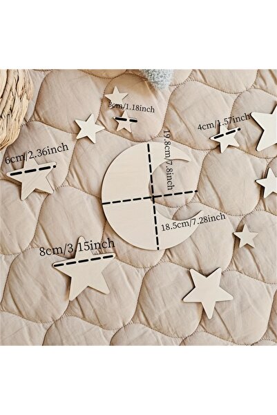 Choice Wood Color Ins Nordic Style Moon and Stars Wooden Self-Adhesive Decora...