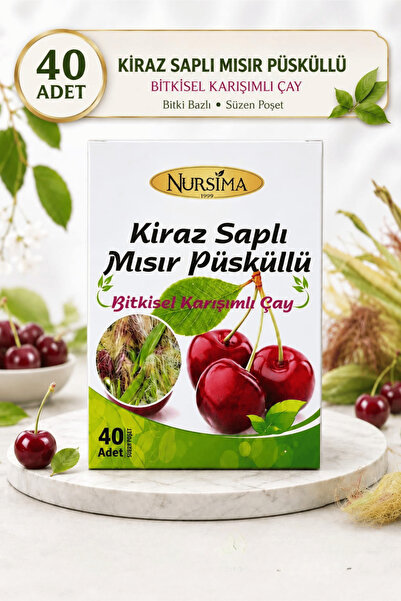 Nursima Kiraz Saplı Mısır Püsküllü Detox Çayı – 40’lı Bitki Bazlı Süzen Poşet