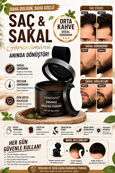 DERMAES beauty Yeni Nesil Saç Dolgunlaştırıcı Pudra Seyrek Sakal Saçlar için ...
