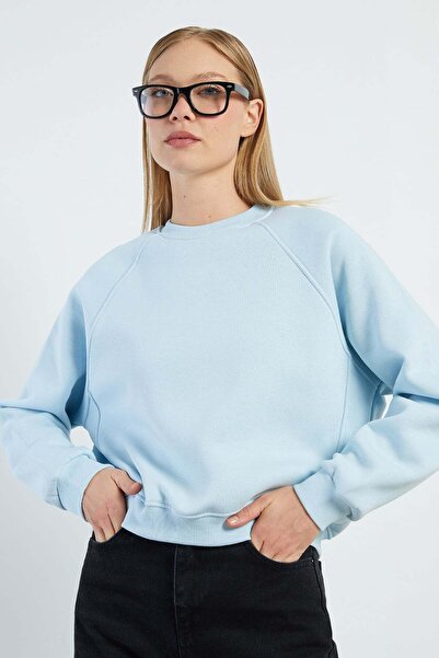 Fulla Moda 3 Yarn Basic Crew Neck Oversize Sweatshirt
