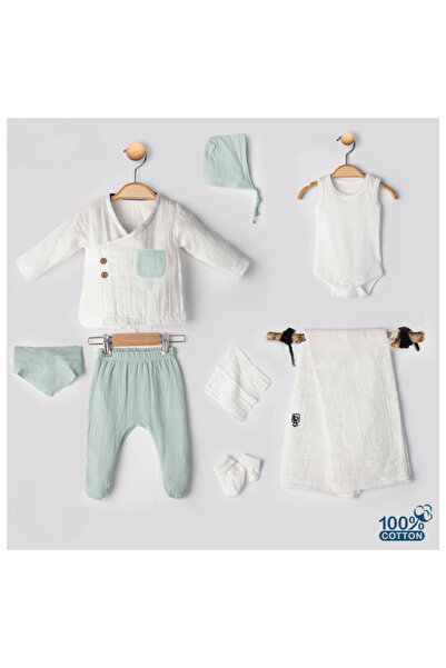 Evokids Muslin Fabric Men's 8 Pack Newborn Hospital Release Green