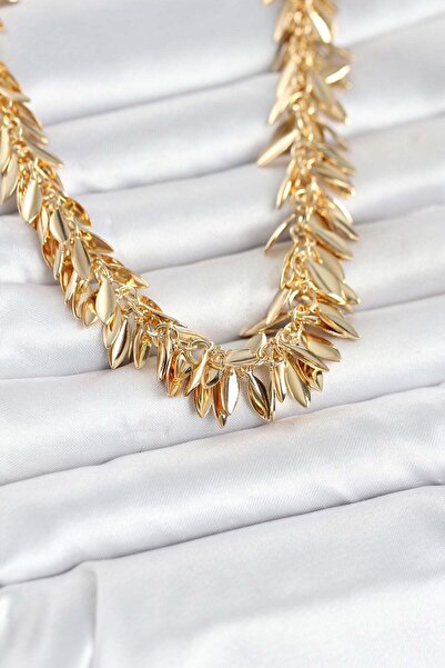 Inure Jewelry Gold Color Brass Fringed Women's Necklace