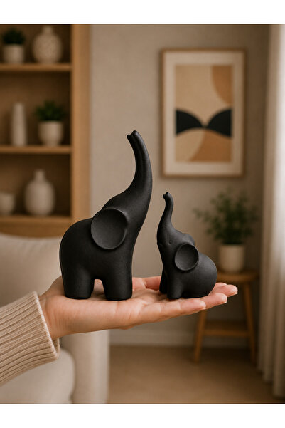 triora Sevimli Fil Figürleri İkili Set – Modern Minimal Dekor Obje 12cm yükse...