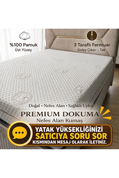 lin home handan polat Natural Fermuarlı Yatak Kılıfı,%100 Pamuk-LİNHOME SATIC...
