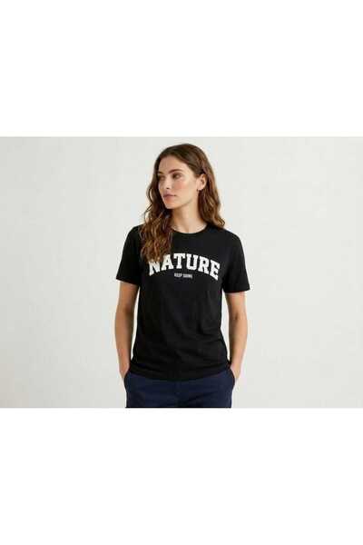 Nature Baskılı Penye Kadın T-Shirt