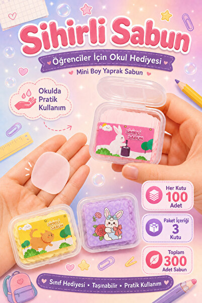 MİNGODAN 300 Yaprak Parfümlü Eriyen Mini Kağıt Sabun Öğrenci Çocuk Okul Dezen...