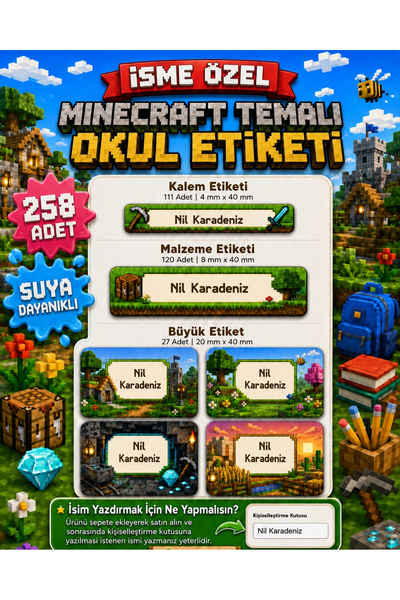 Ceres Studio Okul Etiketi Kalem Defter isimli Etiket Isim Yazılabilen Yeni Mi...
