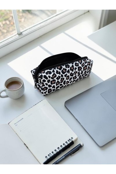 Nöşre Design حافظة أقلام بنمط الفهد، حقيبة مكياج متعددة الأغراض، حافظة أقلام
