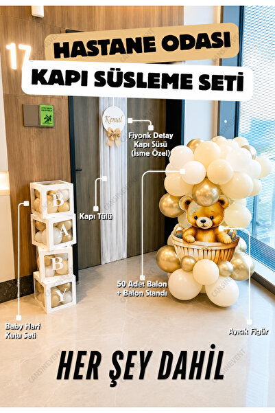 cansınevent Kişiye Özel Ayıcık Temalı Hastane Odası Kapı Süsleme Seti - Her Ş...
