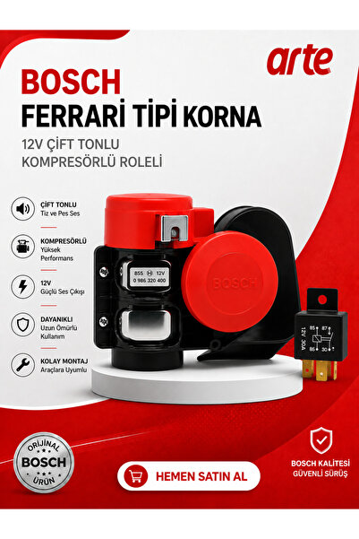 Bosch Ferrari Korna 12v Çift Tonlu Kompresörlü Roleli-0986320400