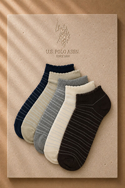 U.S. Polo Assn. 5-Piece Striped Bootie Socks – Set of Glittery Colored Socks