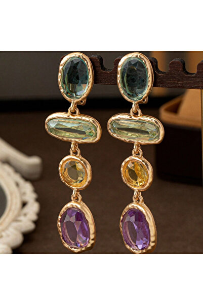 Choice WB9011-1 Fashionable Classic Color Inlaid Zircon Geometric Long Earrin...
