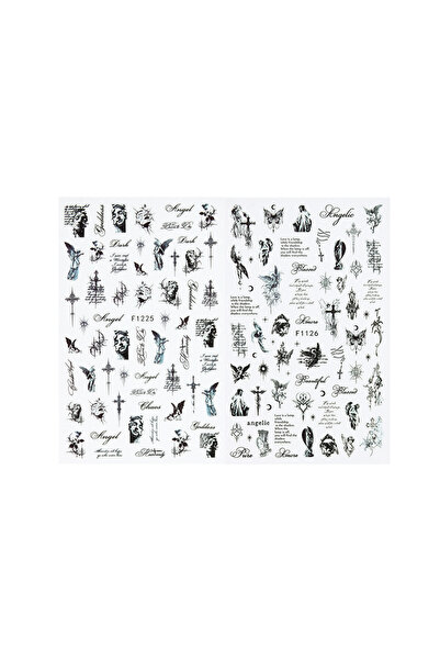 Choice3 Ivory Gothic Style Nail Stickers, Letter, Butterfly, and Cross Patter...