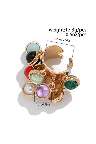Choice R793 1 Vintage Colored Gemstones Beads Ball Tassels Wide Ring for Wome...