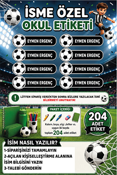 Ayza Tasarım Kalem Defter Kitap Etiketi İsim Etiketi Kişiye Özel Yapışkanlı E...