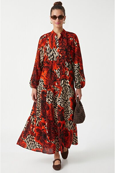Ritnice Modest Alessi 100% Viscose Maxi Μήκος Πορτοκαλί Μακρύ Καλοκαιρινό Φόρ...