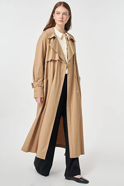 KYR Belted and Epaulet Detailed Trench Coat Beige