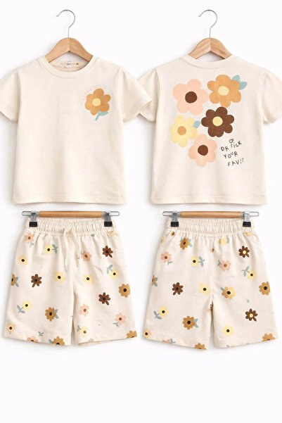 Minigimin Cicileri My Little One's Glittery Embossed Back Print Floral Patter...