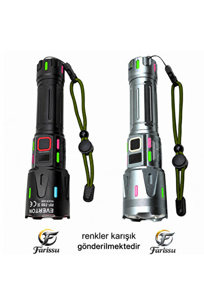farissu RT-063 B 60W 6000 Lümen Ultra Güçlü Beyaz Lazer LED El Feneri - 2 KM Menzilli & Powerbank Özellikli