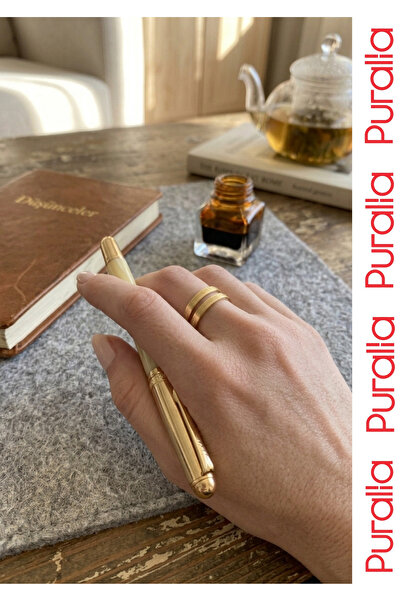 Puralia Large Size Ayetel Kürsi Steel Men'S/Women's Ring - Gold Color - 20 mm