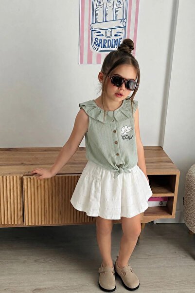 Minigimin Cicileri My Little One's Lily Flower Embroidered Summer Girls' Shor...