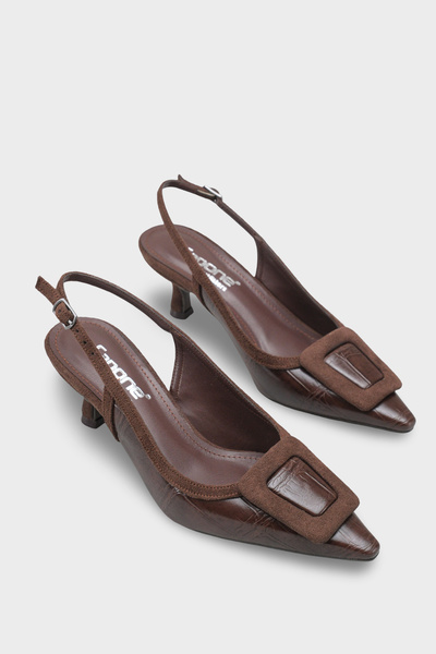 Capone Outfitters Angelina Pointed Toe Open Back Mid-Heeled Women's Shoes