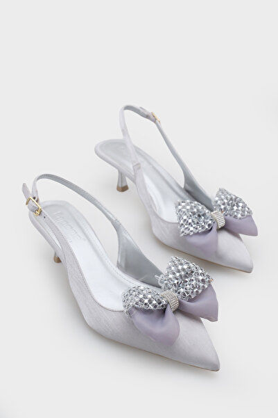 Capone Outfitters Nikolia Stoned Bowknot Pointed Toe Satin Mid-Heel Women's S...
