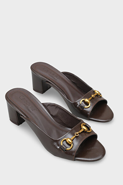 Capone Outfitters Melloney Medium Heeled Women's Slippers with Metal Buckle a...