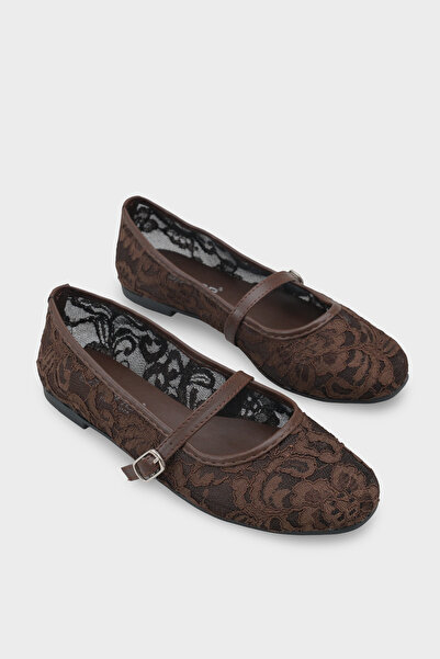 Capone Outfitters Pennie Lace Mesh Embroidered Women's Ballerinas