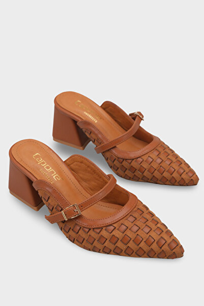 Capone Outfitters Catharine Genuine Leather Lined Pointed Toe Knitted Closed ...