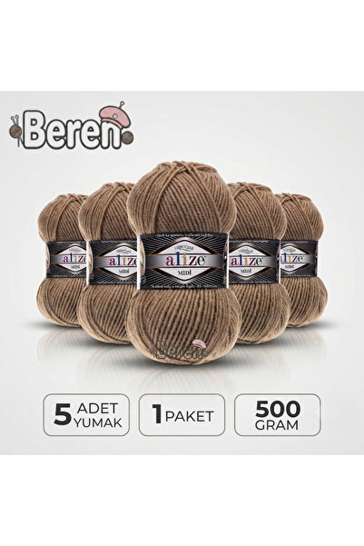 Alize Süperlana Midi - 466 Bej închis - Pachet de 5 - 100GR/170M - Fir pentru...